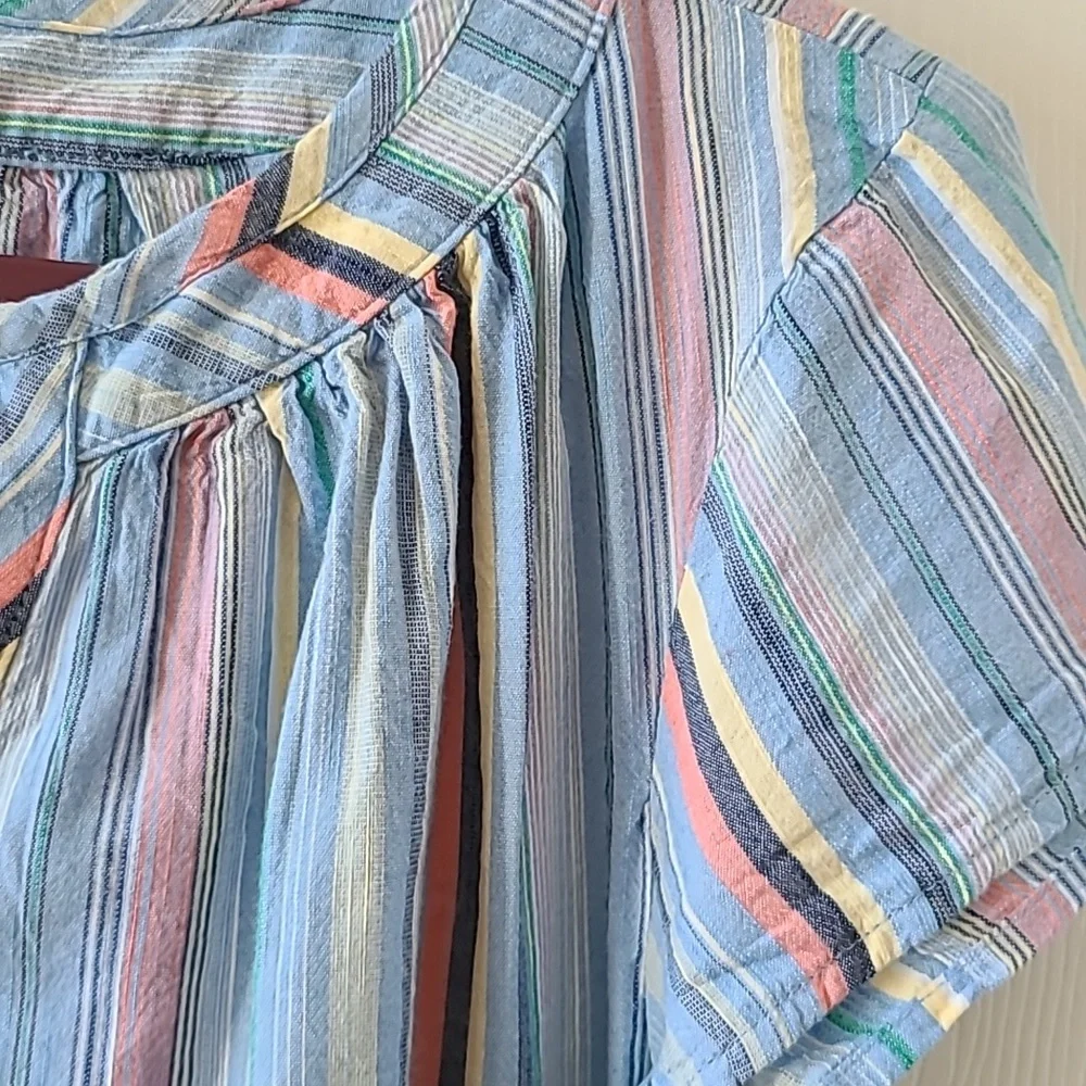 ST. JOHN'S BAY WOMEN'S BLUE SHORT SLEEVE STRIPED TOP SIZE SMALL_6